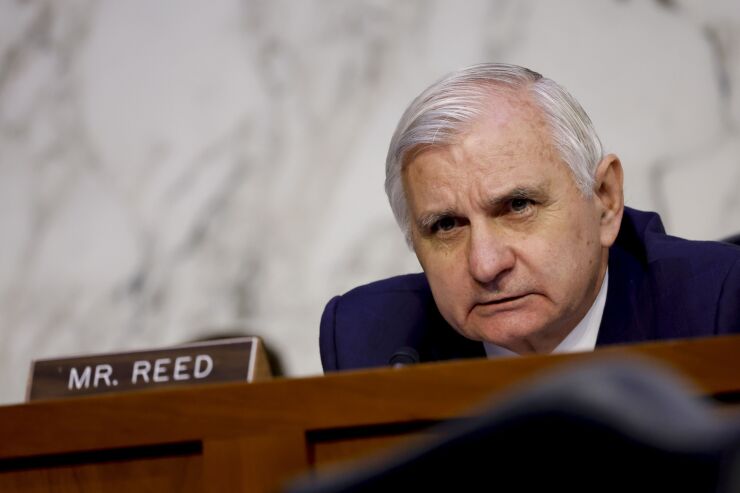 Senator Jack Reed, a Democrat from Rhode Island, speaks during a Senate Banking, Housing, and Urban Affairs Committee hearing in Washington, D.C., U.S., on Wednesday, June 22, 2022. Photographer: Ting Shen/Bloomberg