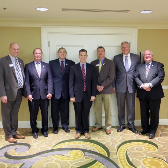 Freshman Congressman Jim Banks (IN-3) attended the Indiana League’s Legislative Affairs Forum on Feb. 13. He is shown with members of the League board and leadership. From left: League SVP Governmental Affairs Chris Beaumont; League President John McKenzie; League Director David Abernathy, Via CU; Rep. Banks; League Director Doug True, FORUM CU; League Board Secretary / CUNA Board Member Dallas Bergl, INOVA FCU; League Board Treasurer Kevin Ryan, Financial Center First CU.