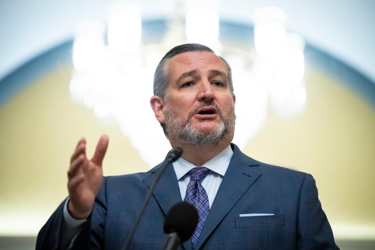 Senator Ted Cruz, a Republican from Texas, during a news conference on Capitol Hill in Washington, D.C.