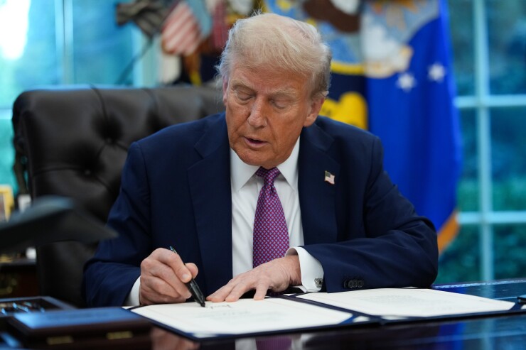 President Trump Makes An Announcement And Signs Executive Order From The Oval Office