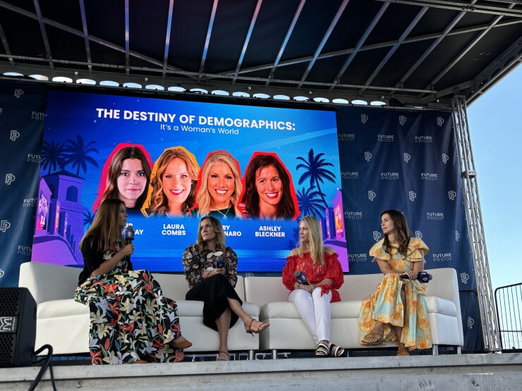 From left to right, Blair duQuesnay of Ritholtz Wealth Management, Laura Combs of Mercer Advisors, Cary Carbonaro of Ashton Thomas Private Wealth and Ashley Bleckner of Ellevest.