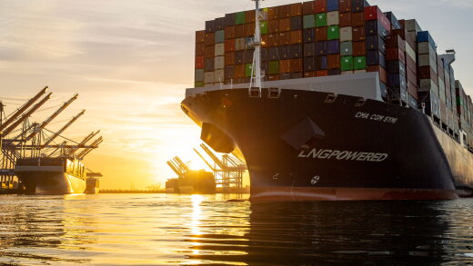Ships coming into the Port of Los Angeles.