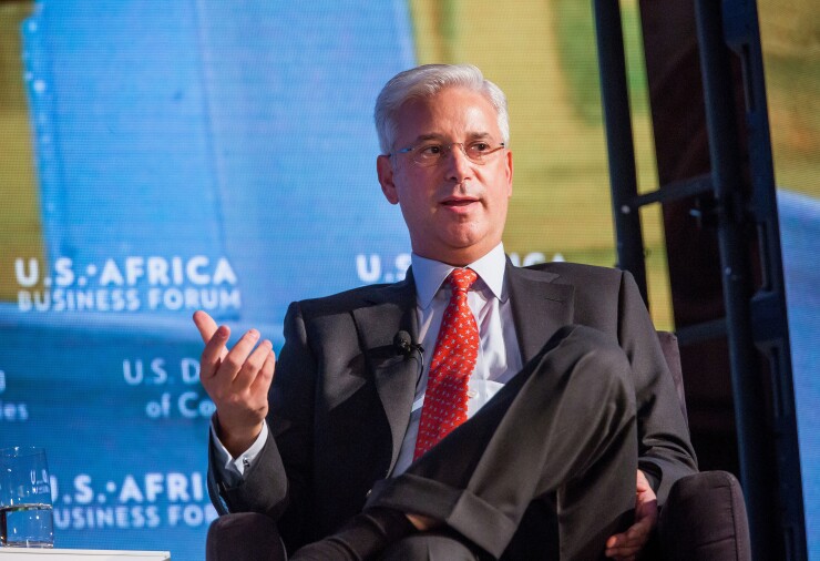 Charles Scharf, then the chief executive officer of Visa, speaks during the U.S.-Africa Business Forum in New York.