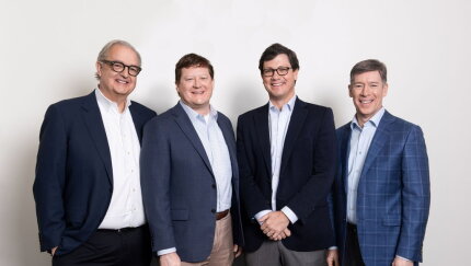 From left to right: CEO Samuel "Sam" Graham; incoming president, Brook Lester; incoming CEO, Michael Gragnani; and President T. "Lee" Gibson of Diversified Trust.