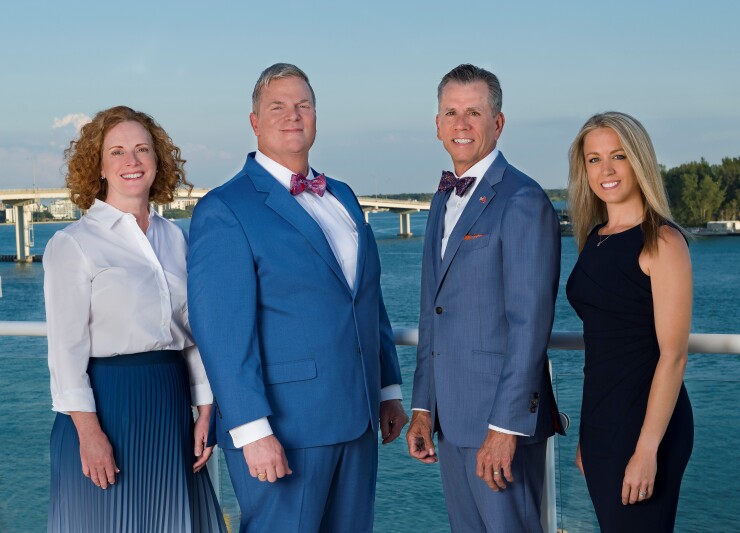 The Blue Water Wealth Management team joined Steward Partners in part for its partnership structure. From left to right: Anita Humphrey, Chris McAdoo, Richard Humphrey and Christina Elam.