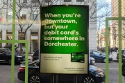 Photo of an ad posted at a TD Bank branch in Boston's Back Bay neighborhood.