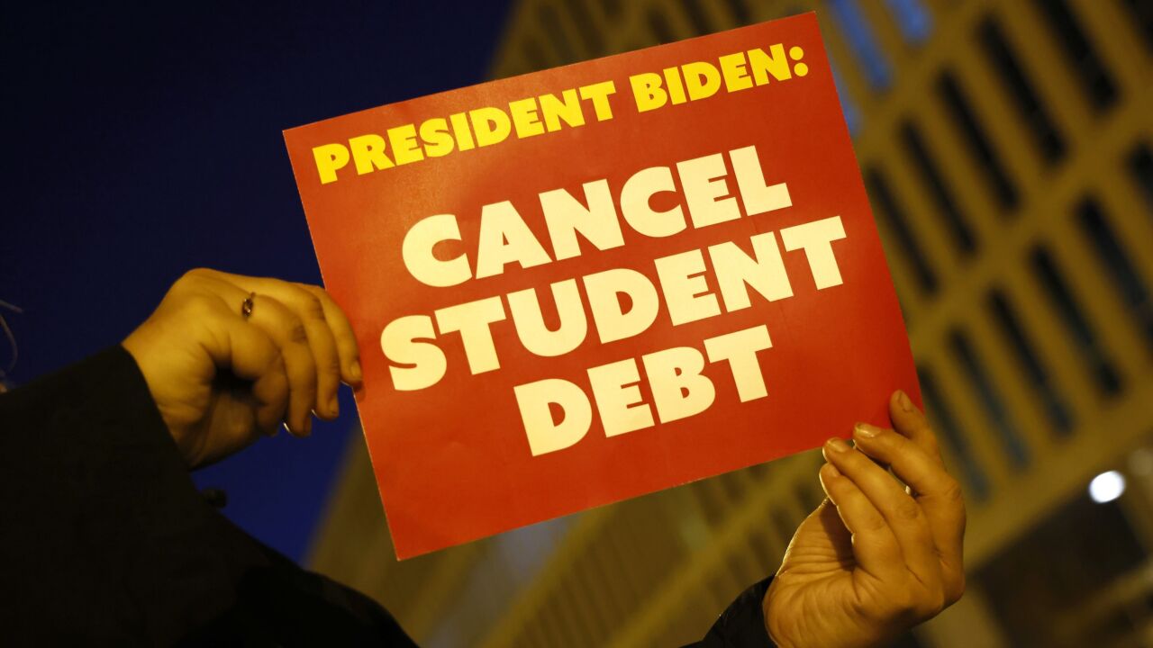 On The Second Anniversary Of The Student Loan Payment Pause Activists Project A Message Celebrating The Pause And Asking Secretary Cardona To Cancel Student Debt