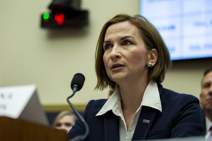 FDIC Chairman Jelena McWilliams said she looks forward to working with whoever President Biden's appoints to lead the OCC and the CFPB.