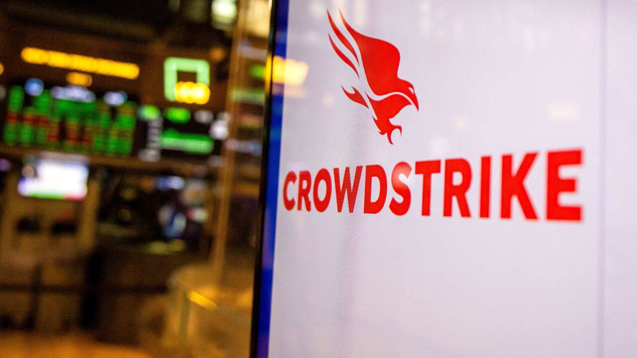 Crowdstrike Holdings Inc. signage on the floor of the New York Stock Exchange