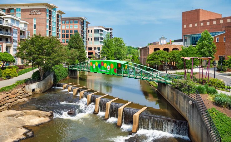 A bridge in Falls Park in Greenville, South Carolina