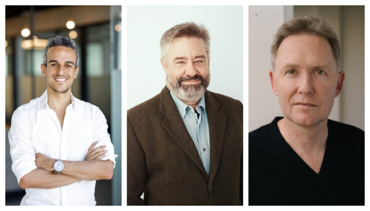 Left to right: Itai Damti, co-founder and CEO of Unit; Chris Dean, co-founder and CEO of Treasury Prime; Peter Hazlehurst, co-founder and CEO of Synctera