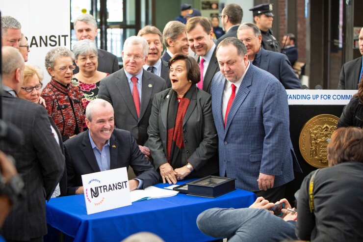 New Jersey Gov. Phil Murphy Signs New Jersey Transit legislation on December 20, 2018 at the Summit Train Station.