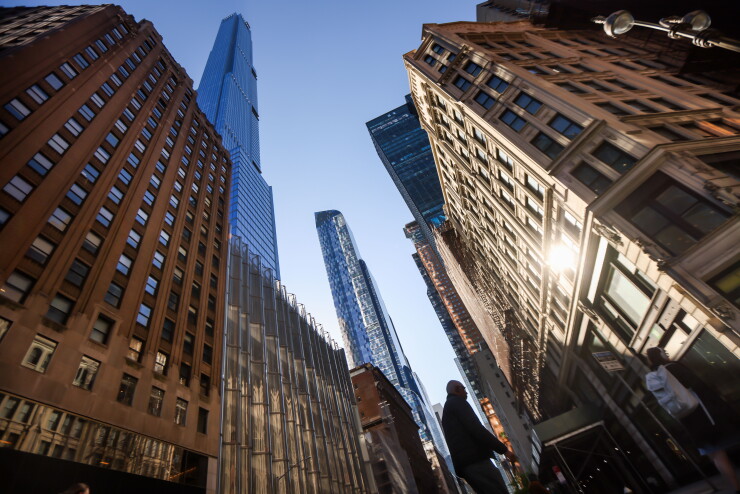 Central Park Tower, left, and One57, center, along Billionaire's Row in New York
