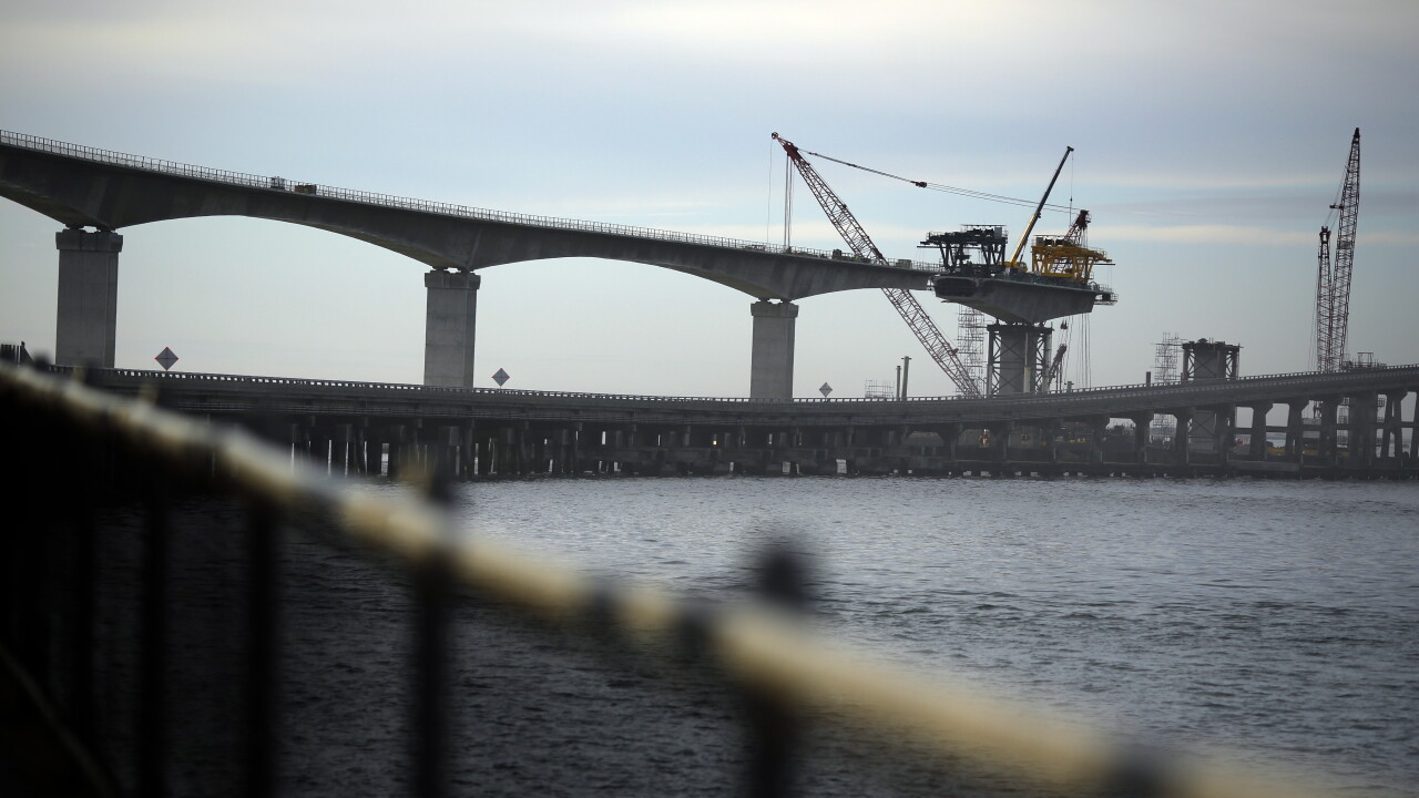 Bonner Bridge replacement under construction above Oregon Inlet on Outer Banks, North Carolina in 2018