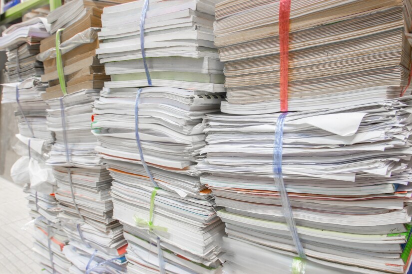 Stacks of paper.