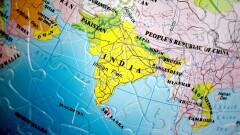 India and China on a globe