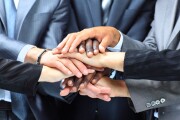 Closeup portrait of group of business people with