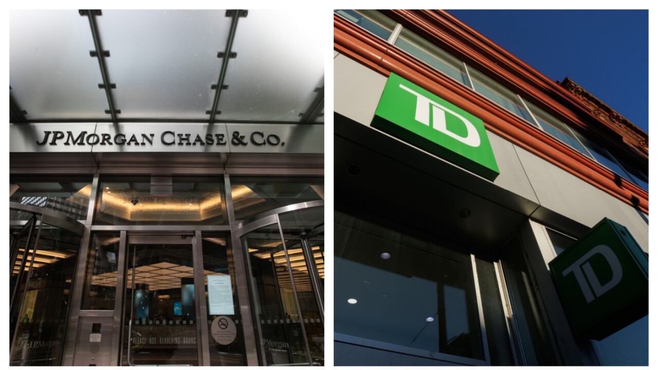 Outdoor shots of JPMorgan Chase and TD Bank Group buildings