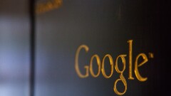 Gold Google sign from its Berlin office.