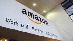 Sign at Amazon.com fulfillment center in Hemel Hempstead, U.K.