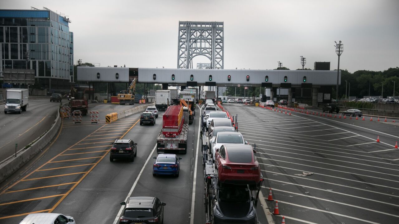 Vehicles approach the George Washington Bridge in Fort Lee, New Jersey, in July.