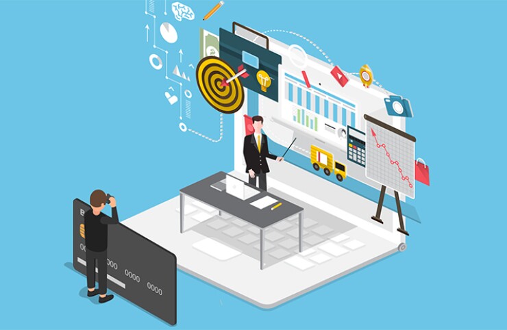 Illustration concept showing how data is gathered and used.
