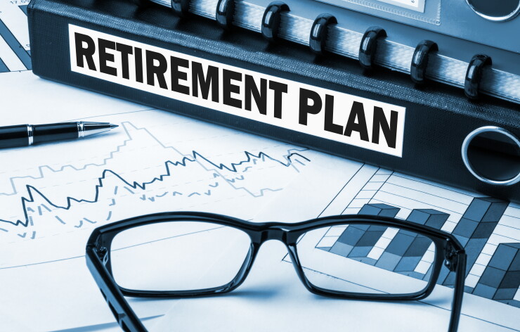 Retirement plan label on folder.