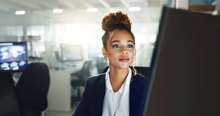 Young woman working on computer