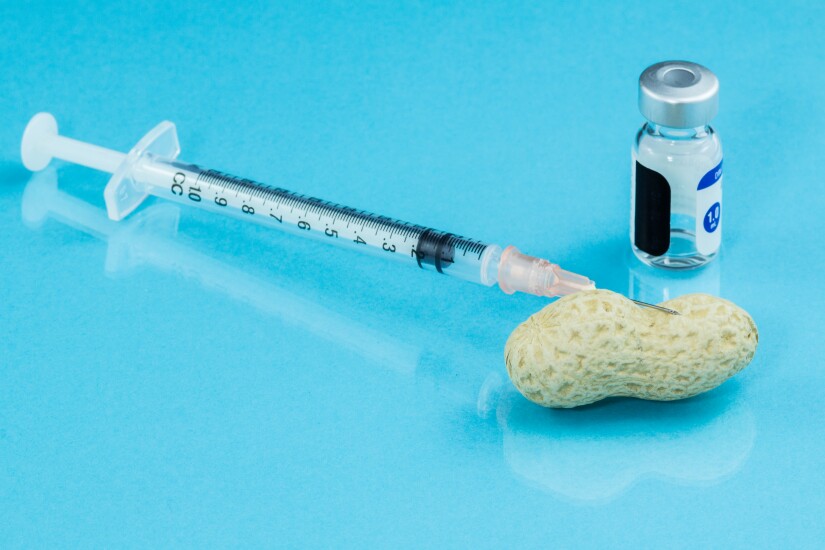 Peanut, syringe and medication for allergy