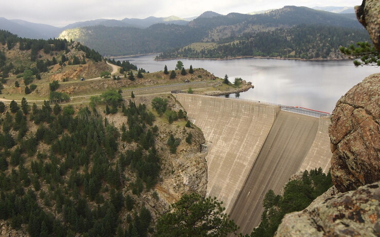 The face of the Gross Reservoir dam