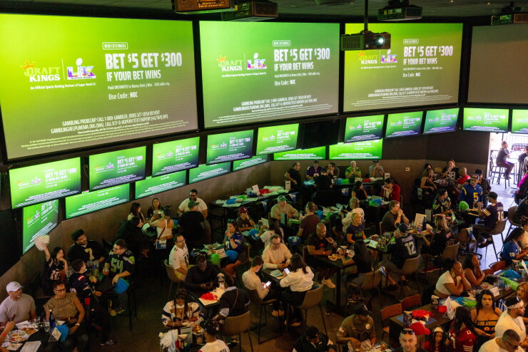 A commercial for DraftKings during the Super Bowl LX broadcast in Los Angeles
