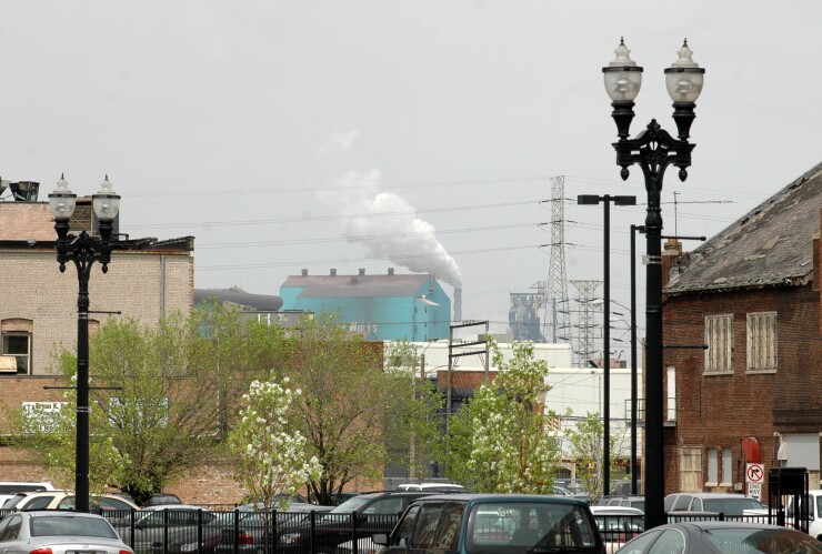 Smoke rises from US Steel's Gary Works plant in Gary, Indiana, Thursday, April 21, 2006.