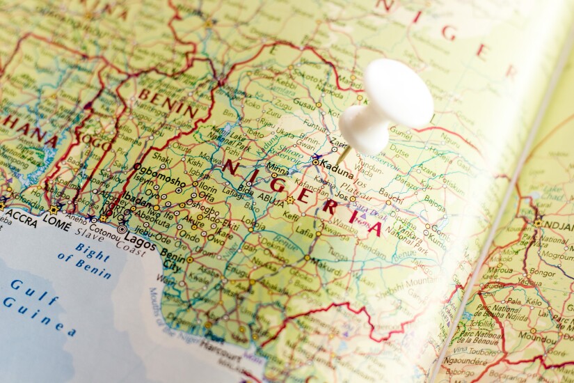 Nigeria on a map