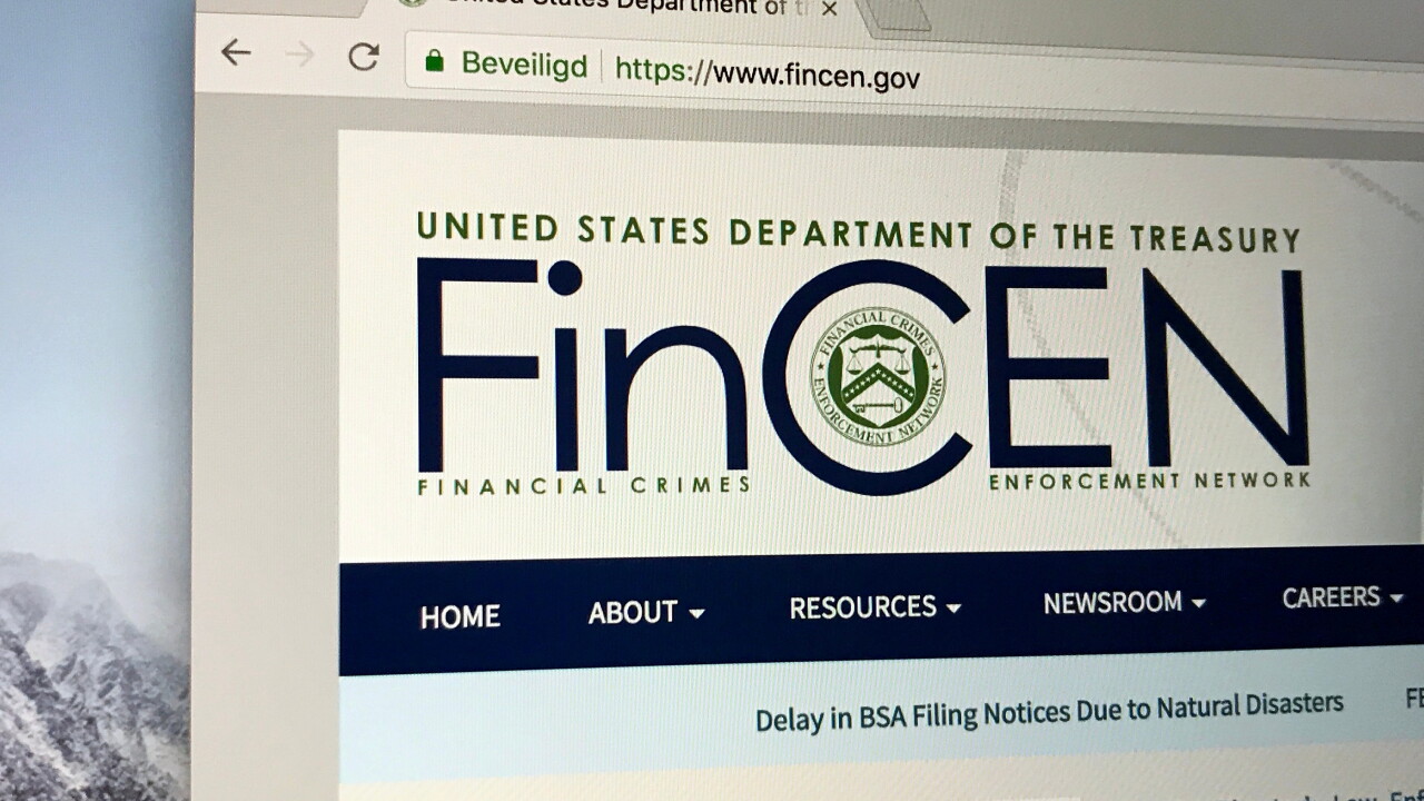 FinCEN homepage screen