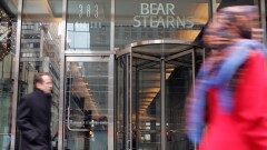 Pedestrians walk by the headquarters of Bear Stearns Friday January 6, 2006 in New York.