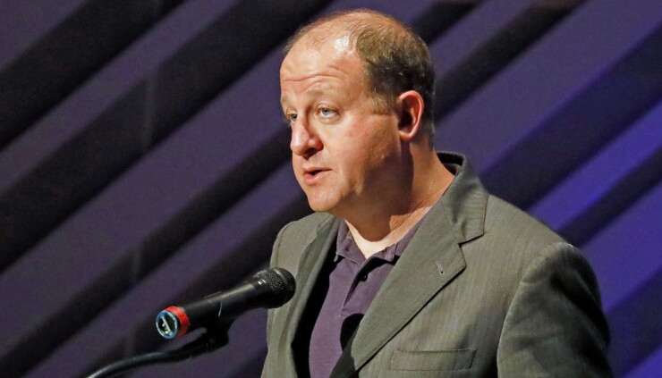 Jared Polis, governor of Colorado, speaks during the Aspen Ideas Climate conference in Miami Beach, Florida.