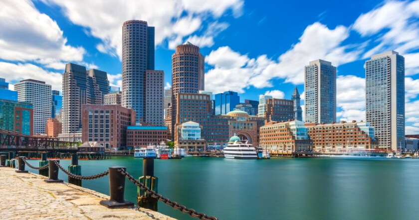 boston view from harbor downtown