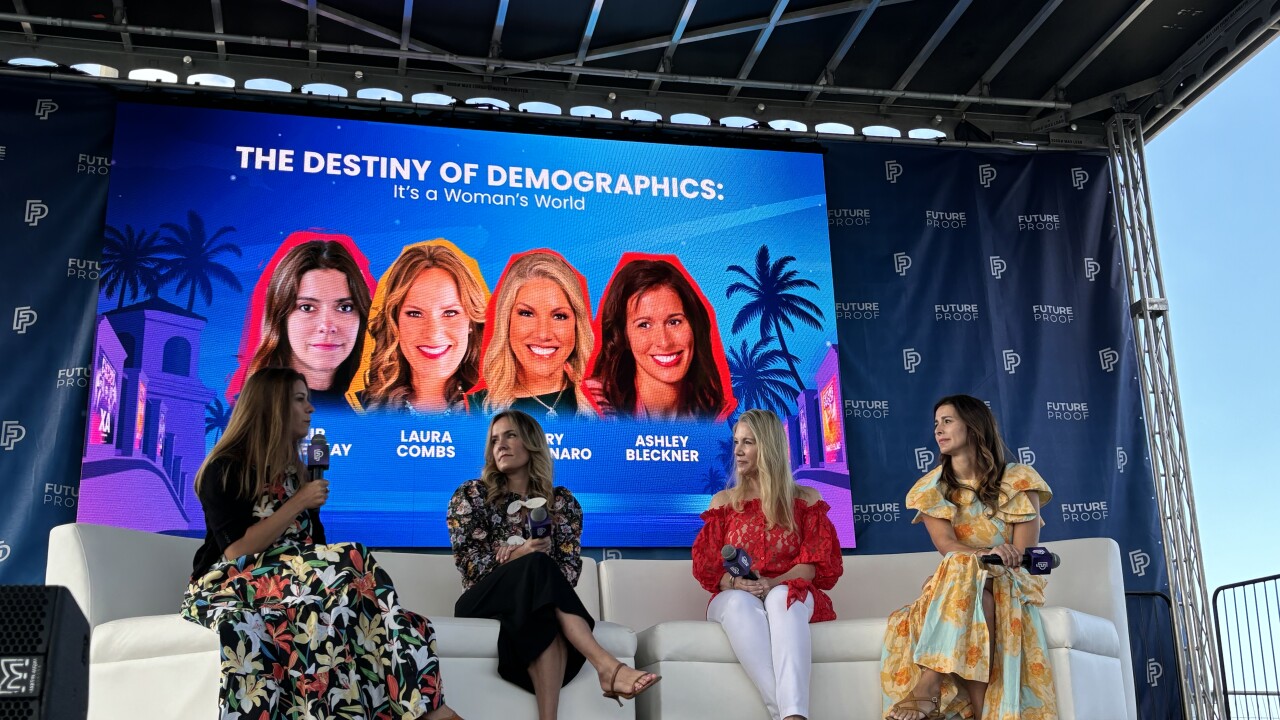 From left to right, Blair duQuesnay of Ritholtz Wealth Management, Laura Combs of Mercer Advisors, Cary Carbonaro of Ashton Thomas Private Wealth and Ashley Bleckner of Ellevest.