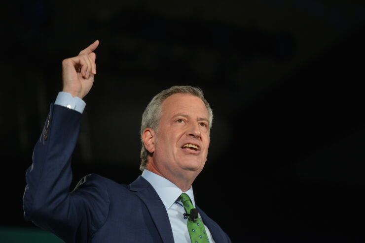 Bill de Blasio, mayor of New York City and then a 2020 presidential candidate, speaks during the American Federation of State, County & Municipal Employees Public Service Forum in Las Vegas on Aug. 3, 2019.
