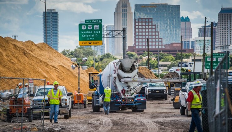 Construction on Florida's $2.3 billion Interstate 4 Ultimate project in the Orlando area.