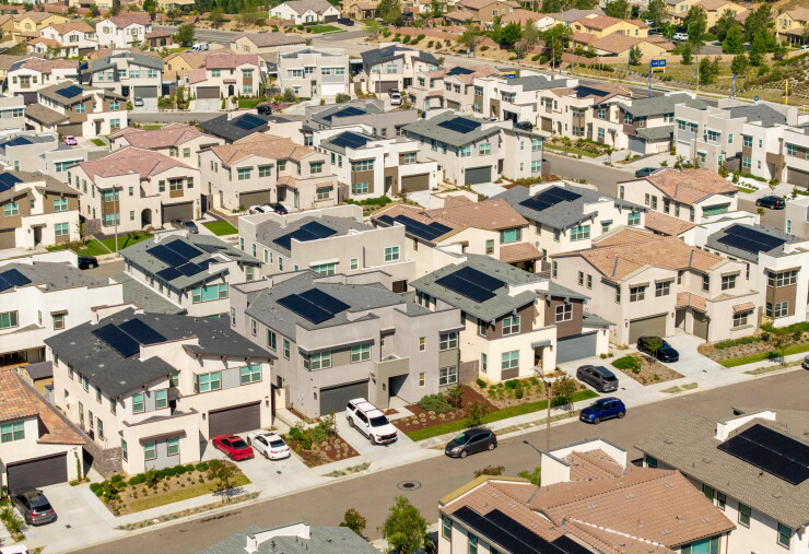 A picture of homes at a new development in Fontana, California.