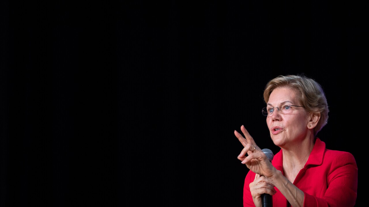 Sen. Elizabeth Warren, D-Mass. and 2020 presidential candidate, speaks during the Second Step Presidential Justice Forum at Benedict College in Columbia, South Carolina, on Oct. 27, 2019.