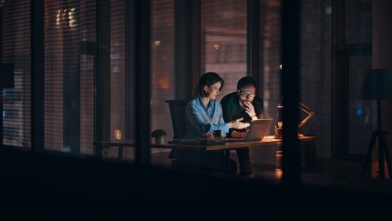 Working late in office concept