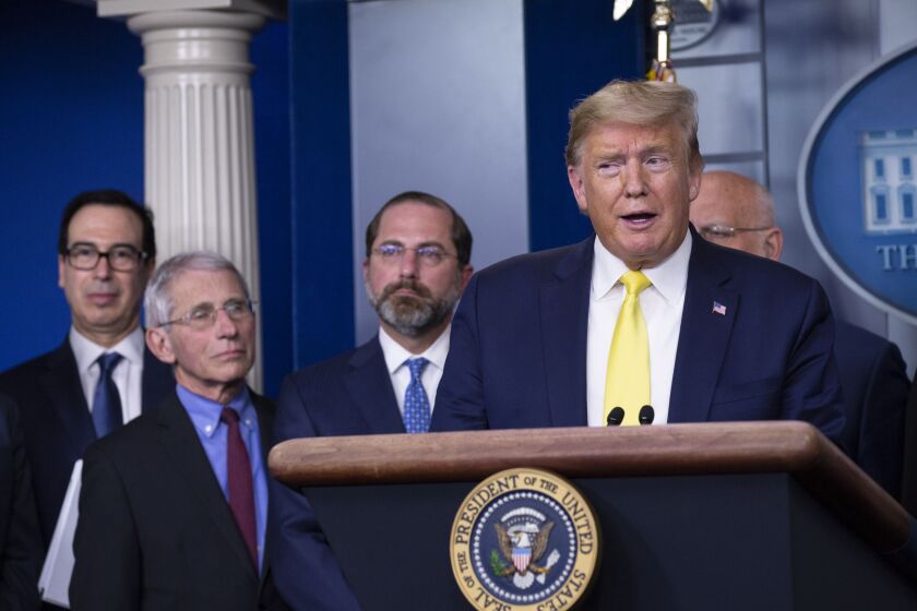 President Trump speaks during a news conference in Washington, D.C. with members of the Coronavirus Task Force