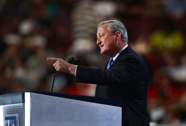 Jim Kenney, mayor of Philadelphia, speaks during the Democratic National Convention (DNC) in Philadelphia, Pennsylvania, U.S., on Monday, July 25, 2016.