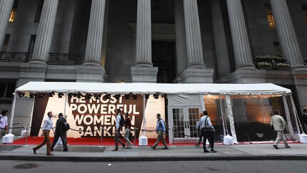 Outside the Most Powerful Women in Banking and Finance gala held at Cipriani's in Lower Manhattan.