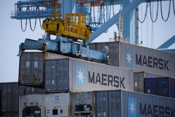 Maersk containers at the Port of Los Angeles