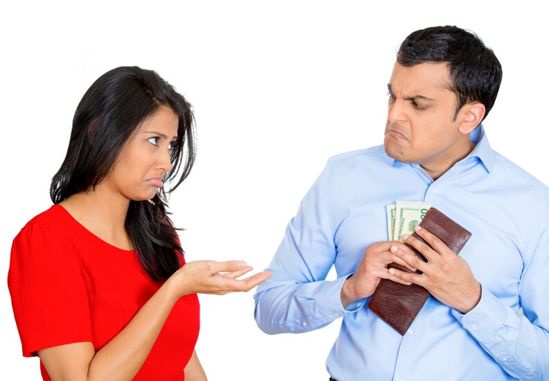 giving cash from wallet