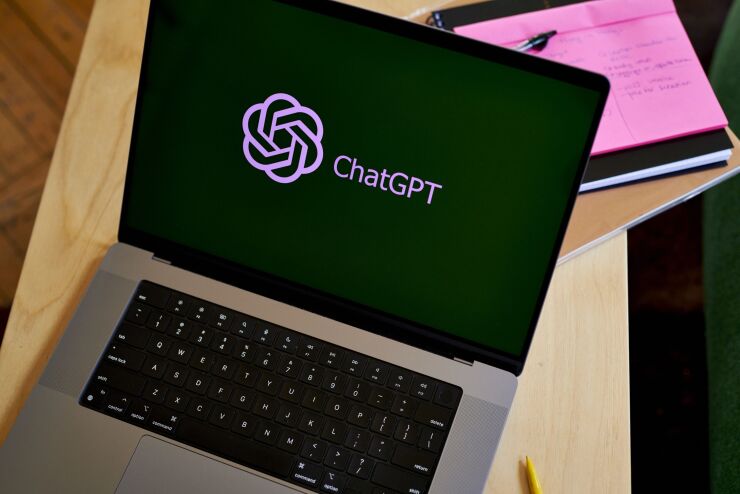 The ChatGPT logo on a laptop computer arranged in the Brooklyn borough of New York, US, on Thursday, March 9, 2023. ChatGPT has made writing computer code and cheating on homework easier. Soon, it could make email scams a cinch. That's the warning from Darktrace Plc, the British cybersecurity firm. Photographer: Gabby Jones/Bloomberg