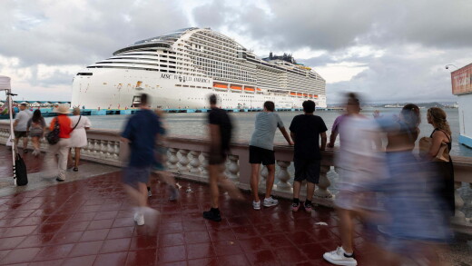 MSC World America cruise ship docked in San Juan, Puerto Rico
